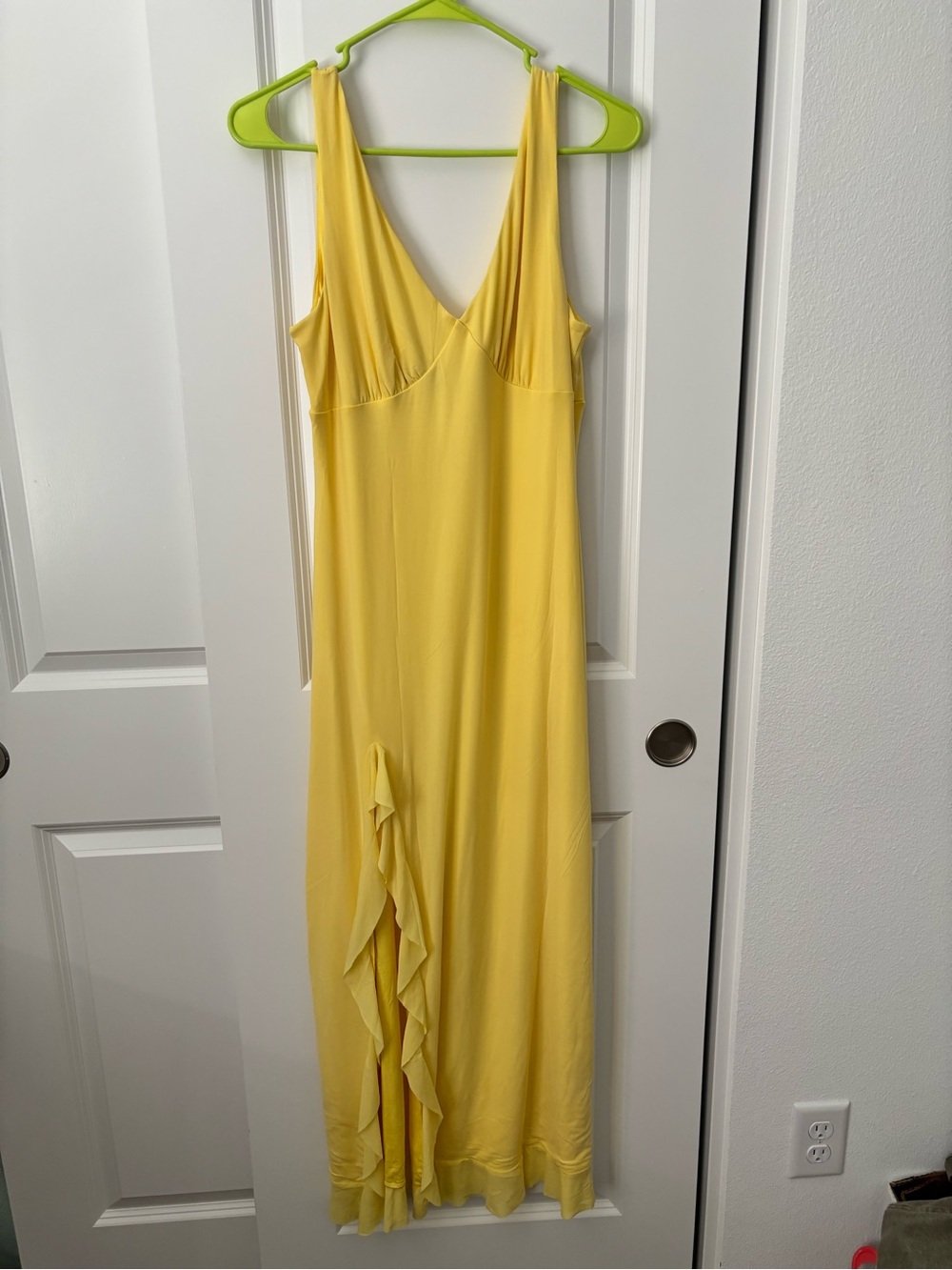 Yellow Sleeveless Midi Dress with Ruffle Detail